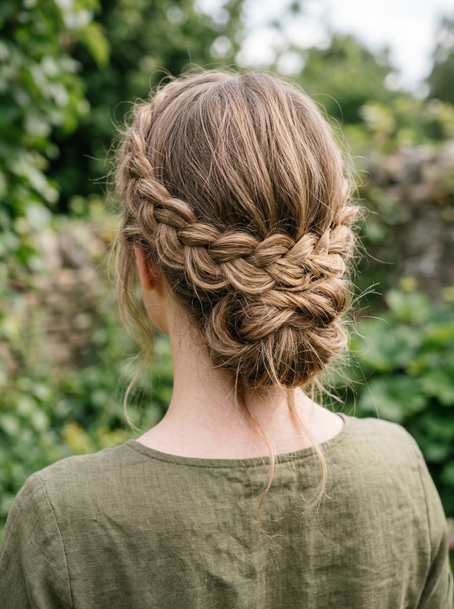 Geflochtener Crown Updo - Hochsteckfrisur für lange Haare